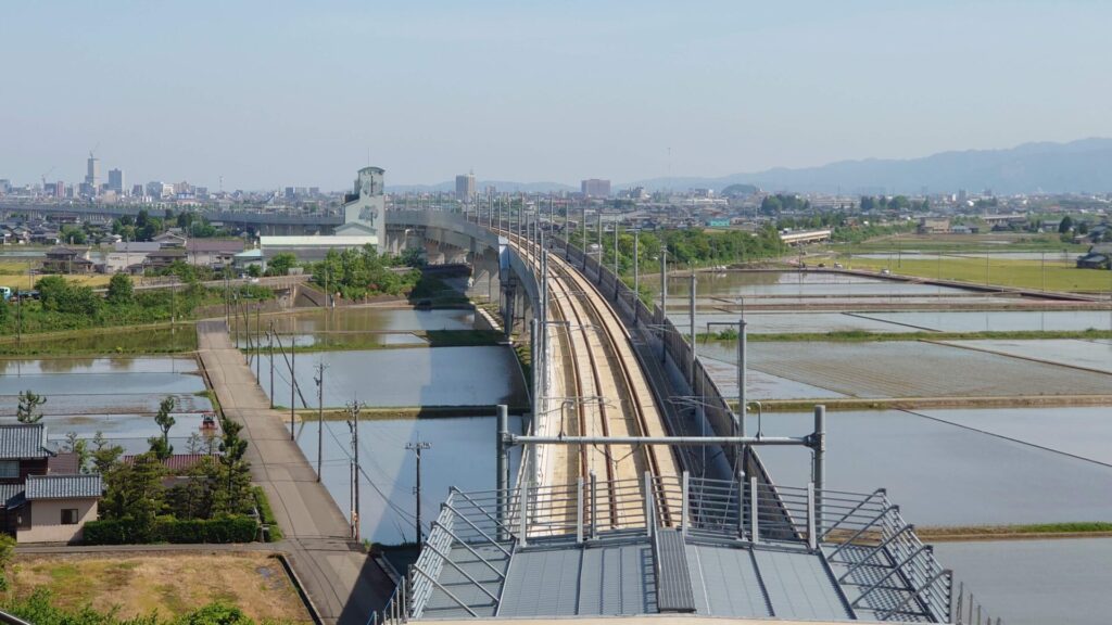 福井県の北陸新幹線ビュースポット（撮影地）「第2福井トンネル 北口」北側方面