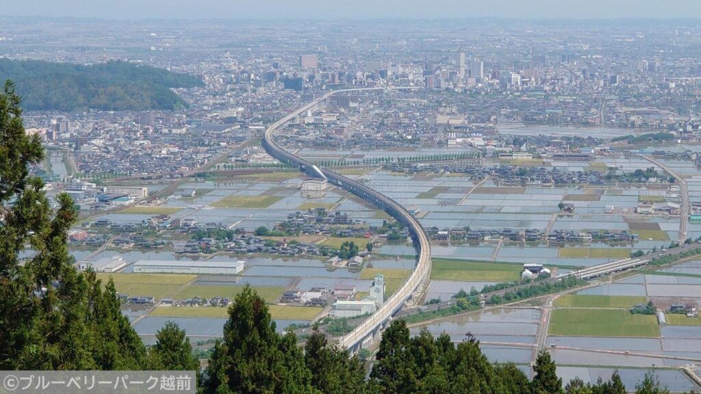 福井県の北陸新幹線ビュースポット（撮影地）「文殊山 展望台」北側方面