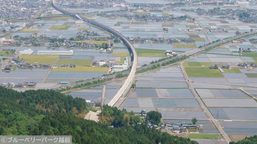 福井県の北陸新幹線ビュースポット（撮影地）「文珠山 大文殊（山頂）」北側方面